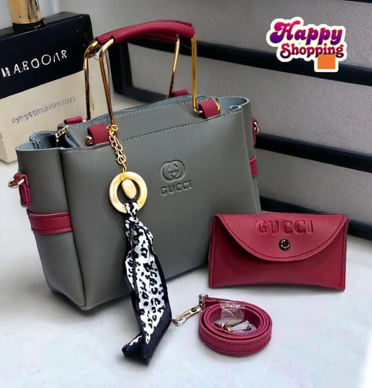 Women's Rexine Hand Bag Set - 2 Pcs - Stylish