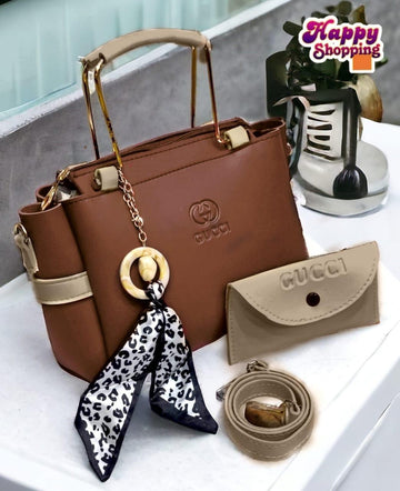 Women's Rexine Hand Bag Set - 2 Pcs - Stylish