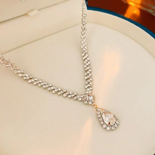 Diamond Water Drop Stitching Necklace High